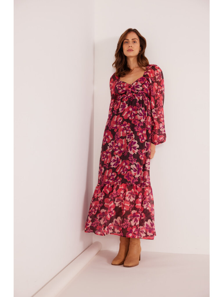 Mink Pink Fall Fuchsia Floral Midi