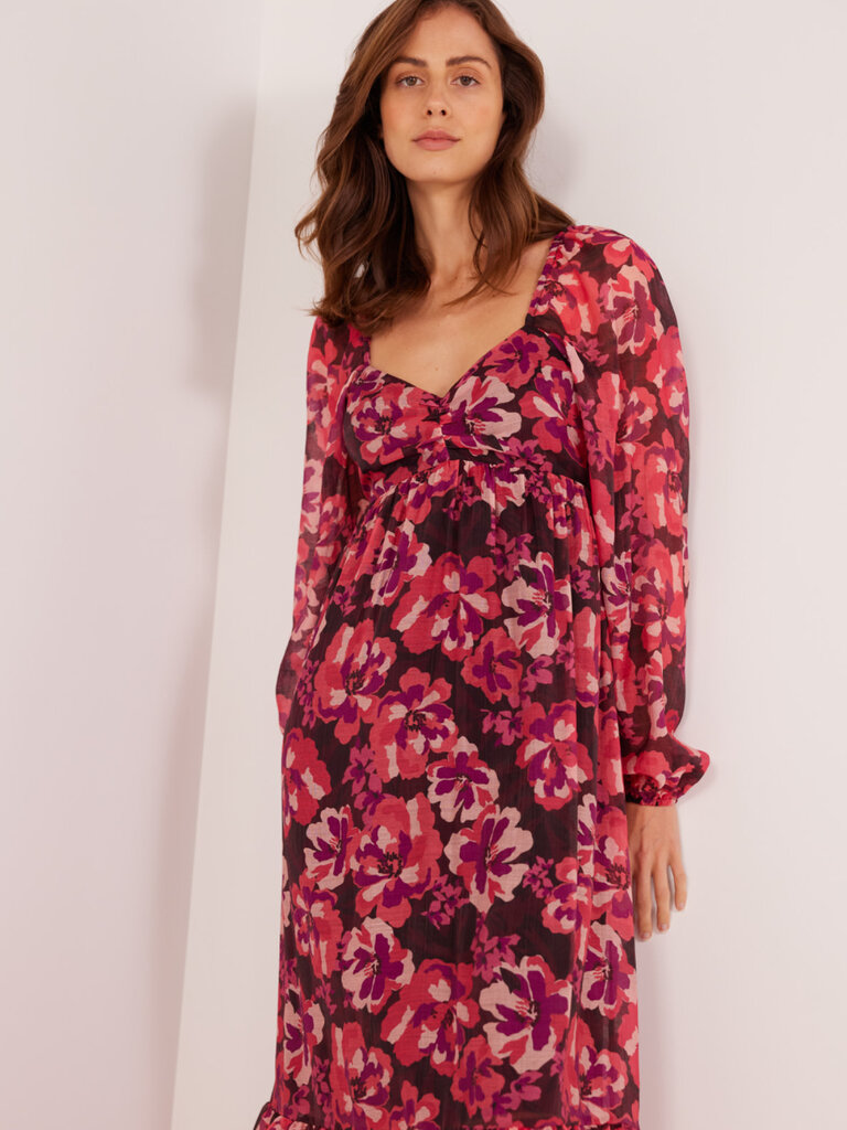 Mink Pink Fall Fuchsia Floral Midi