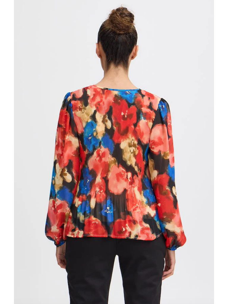 ICHI Red Watercolour Top