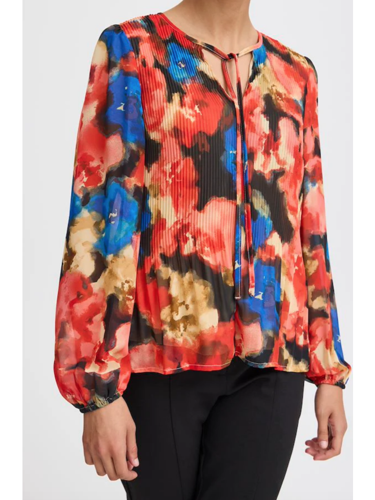 ICHI Red Watercolour Top