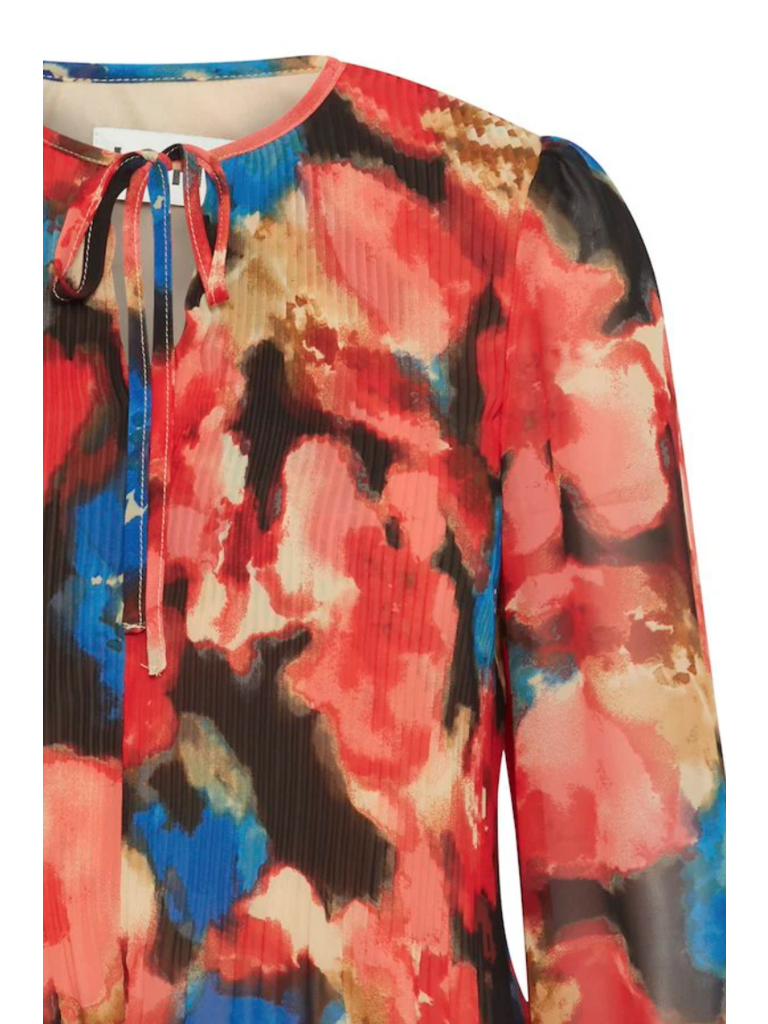 ICHI Red Watercolour Top