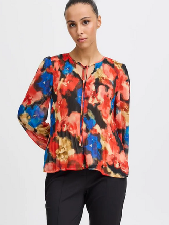 ICHI Red Watercolour Top