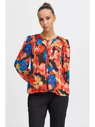 ICHI Red Watercolour Top