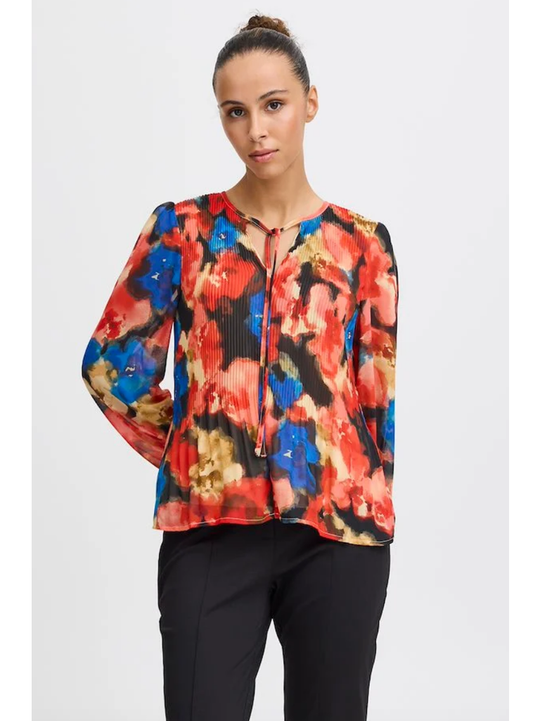 ICHI Red Watercolour Top