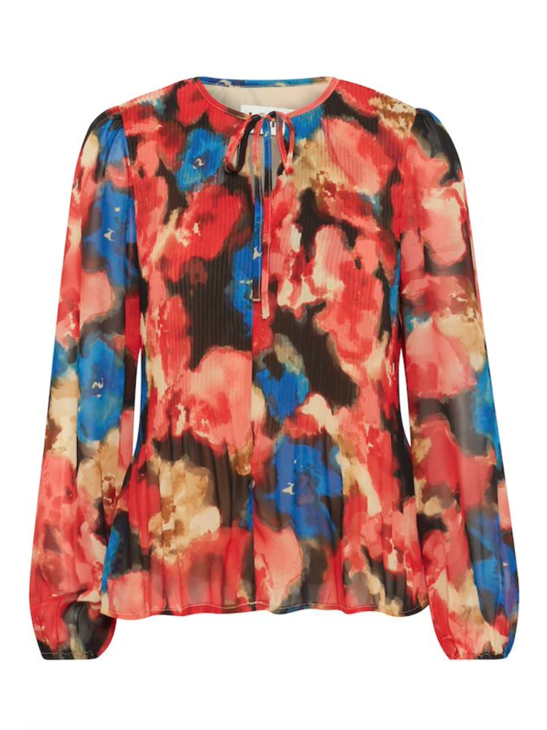 ICHI Red Watercolour Top