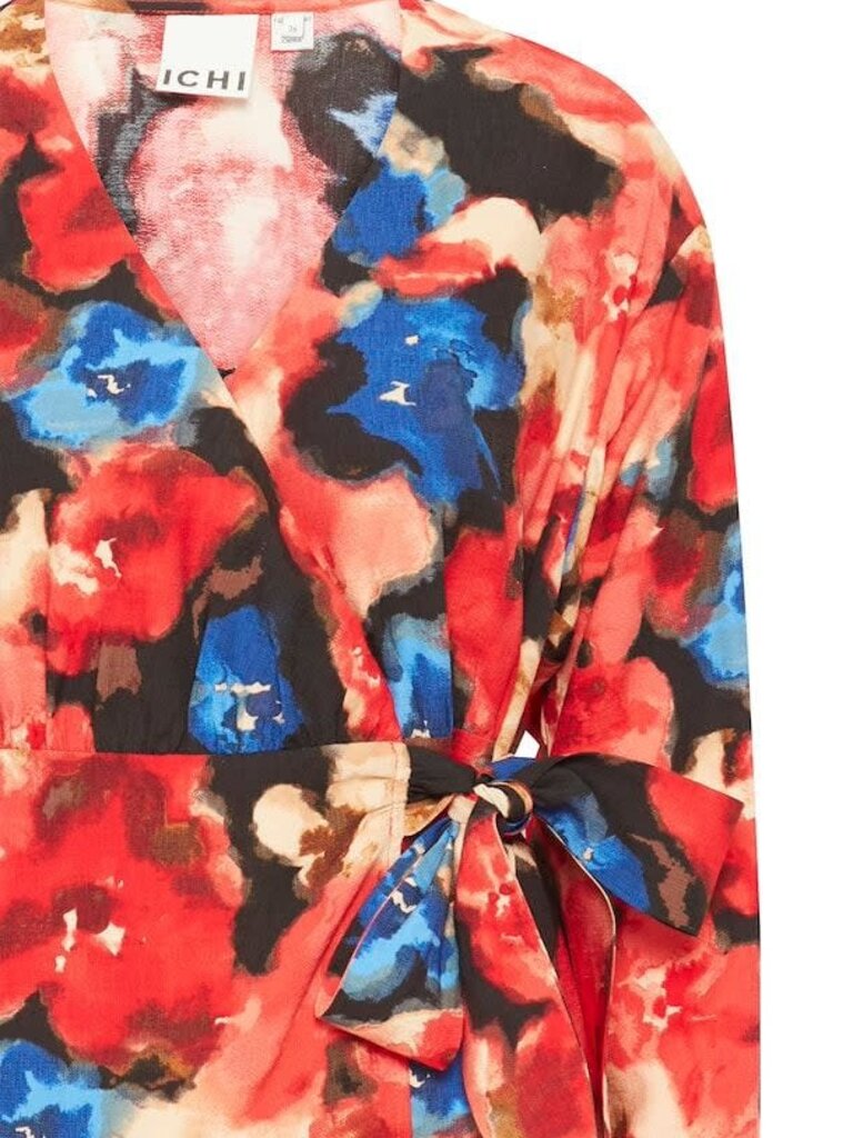 ICHI Red Watercolour Dress