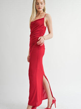 Sage The Label Red Cowl Neck Dress