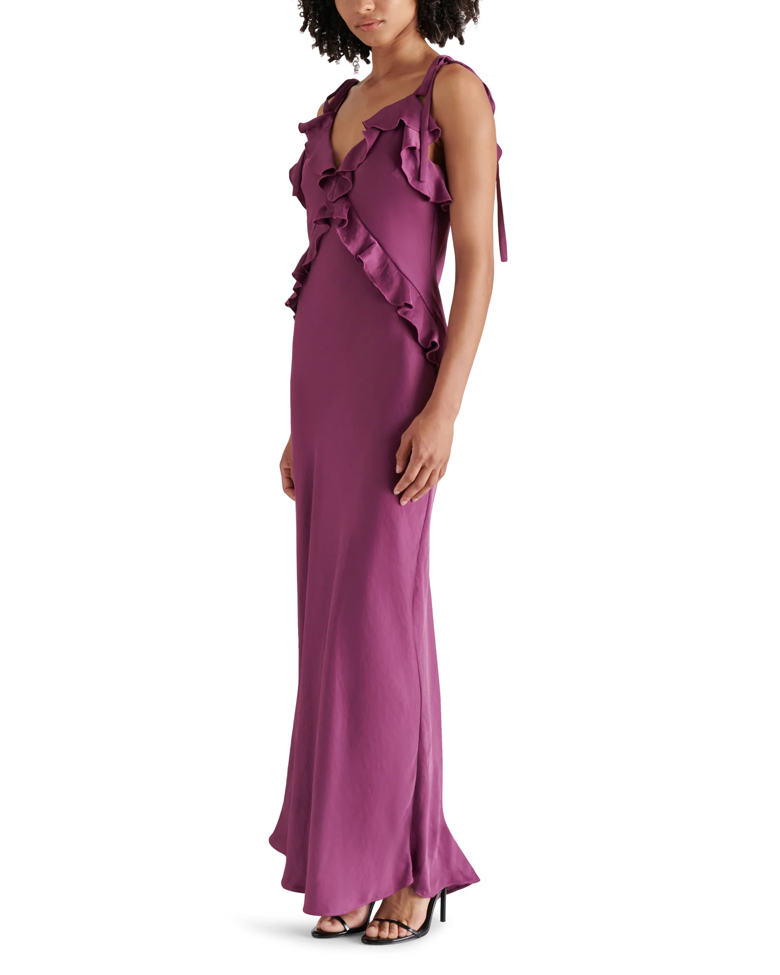 Purple dress with ruffles hotsell