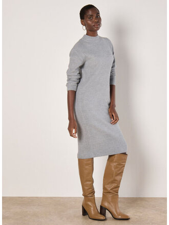 Apricot Long Grey Knit Dress
