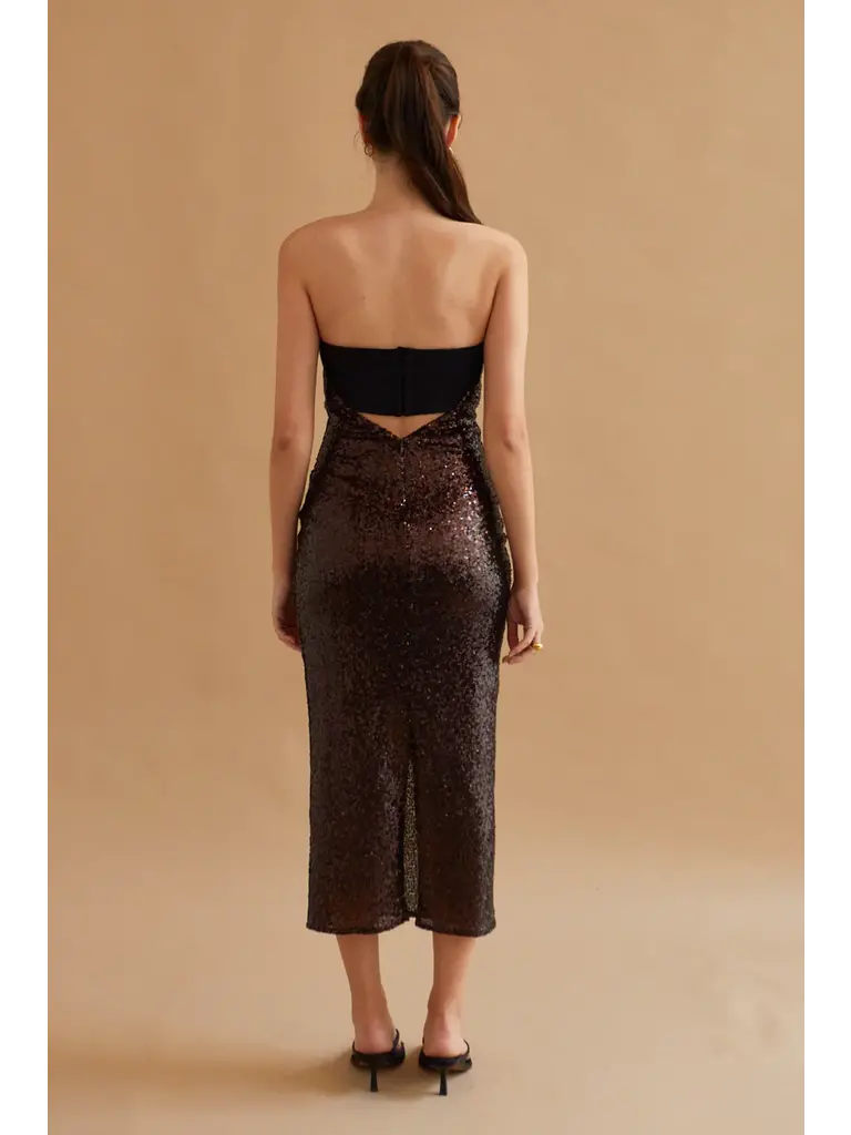 Crescent Espresso Sequin Midi