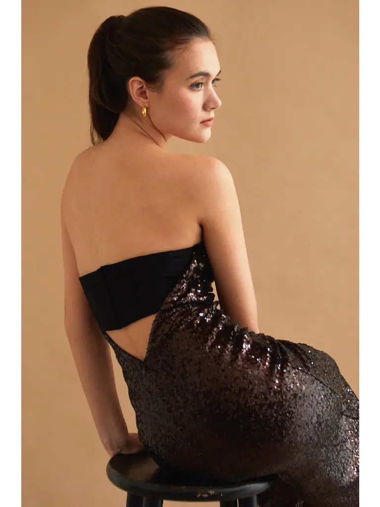 Crescent Espresso Sequin Midi