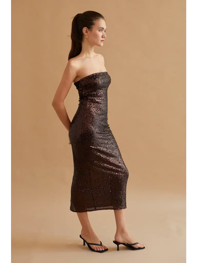 Crescent Espresso Sequin Midi