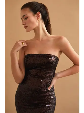 Crescent Espresso Sequin Midi