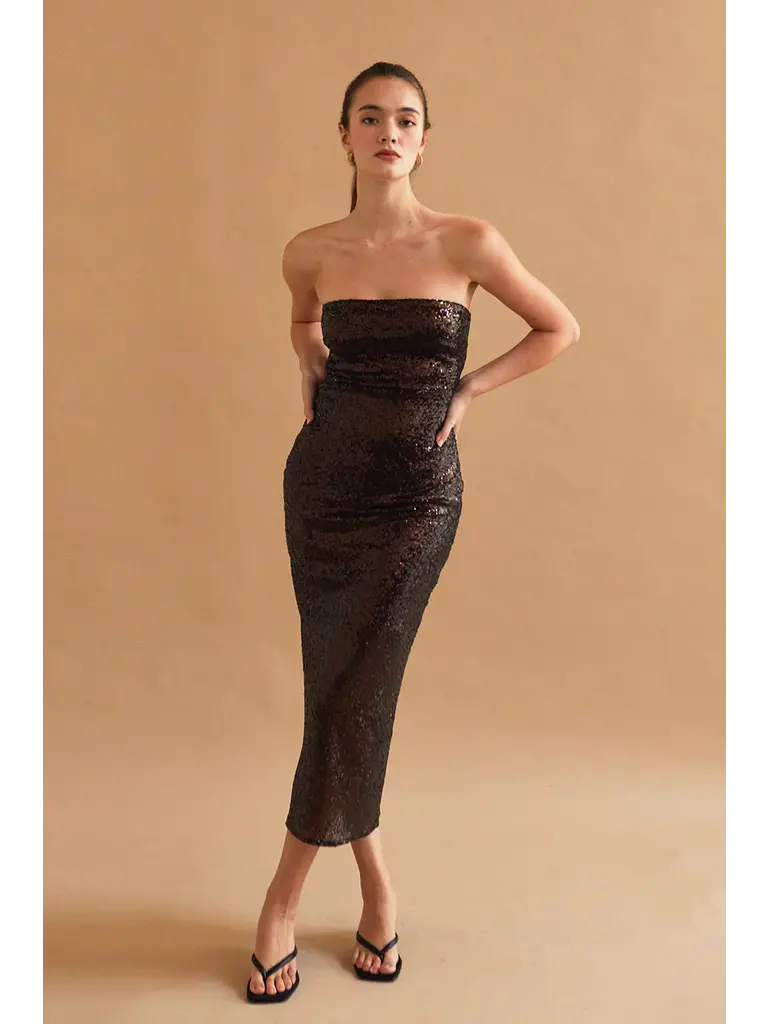 Crescent Espresso Sequin Midi