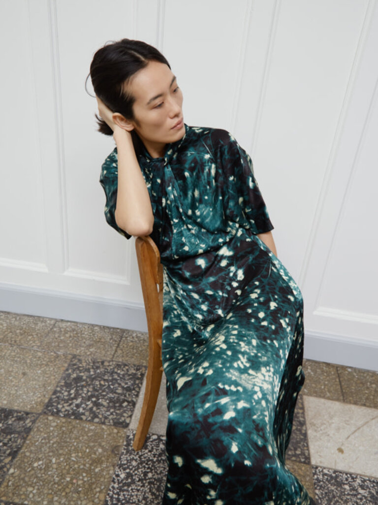 Soaked In Luxury Green Abstract Dress