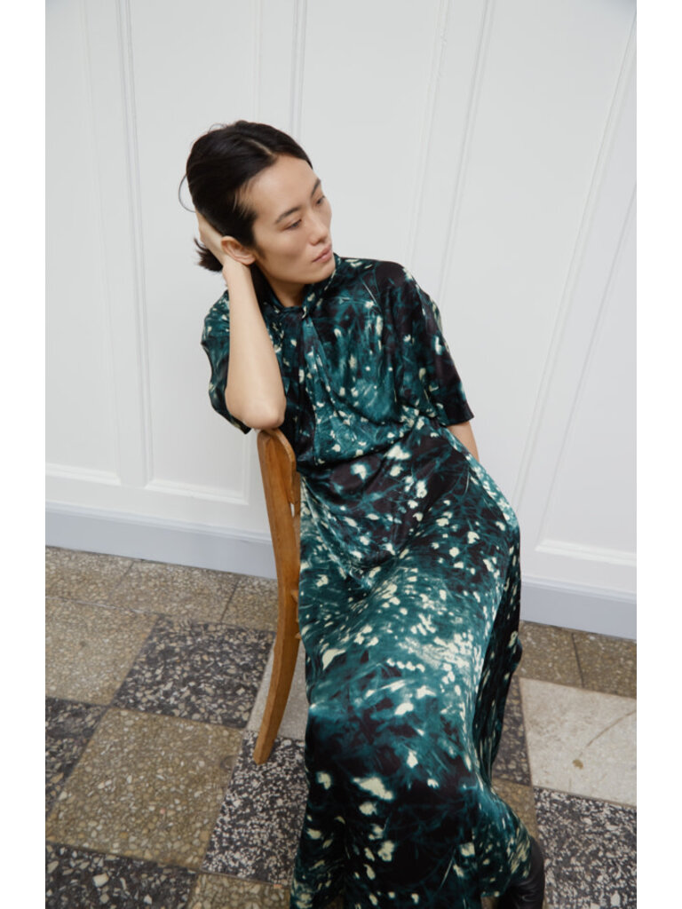 Soaked In Luxury Green Abstract Dress