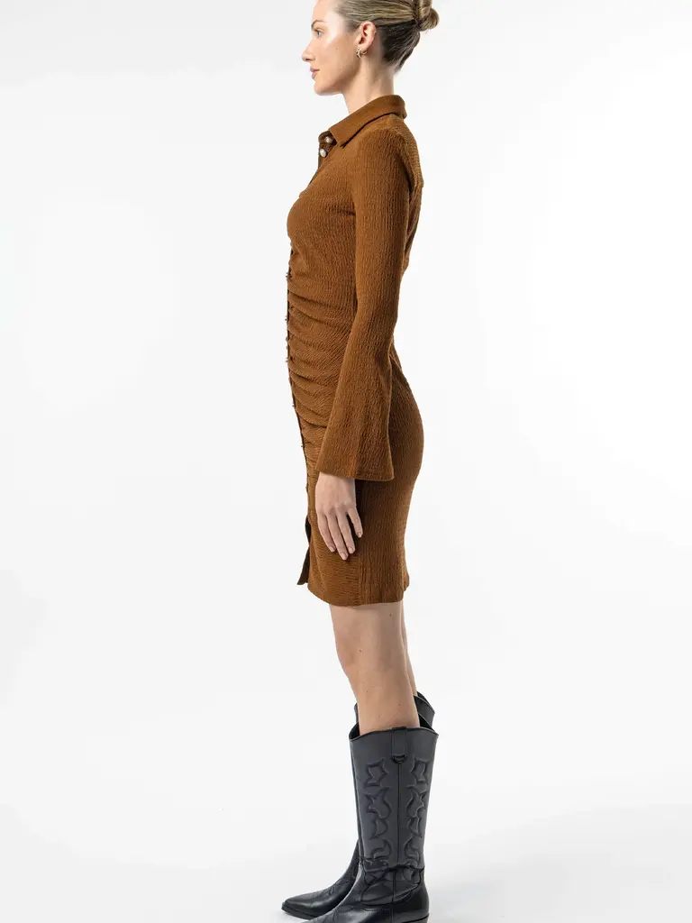 Angel Eyes Brown Ribbed Dress