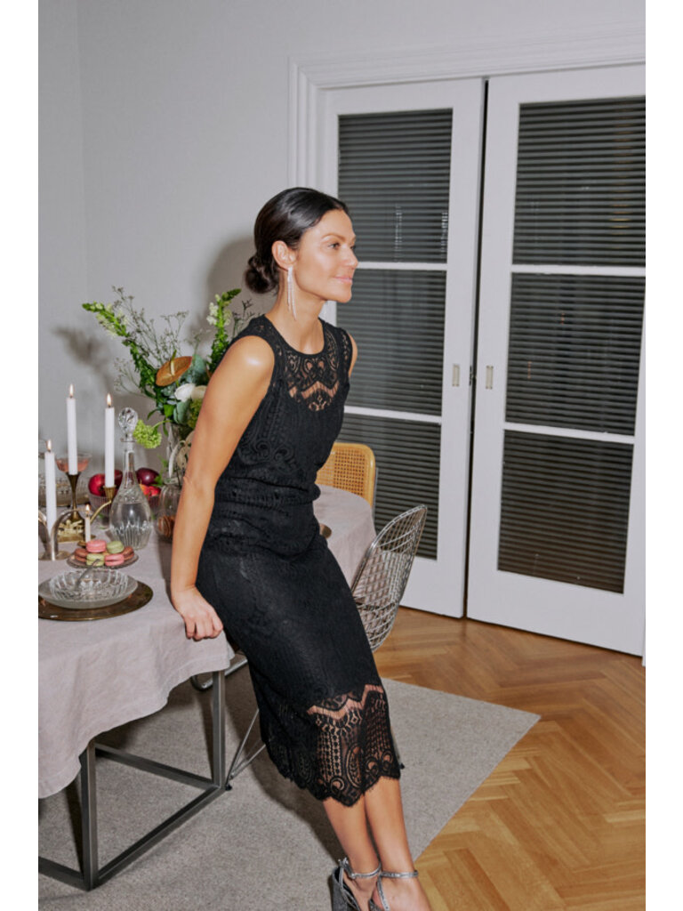 Fransa Lacey Black Midi
