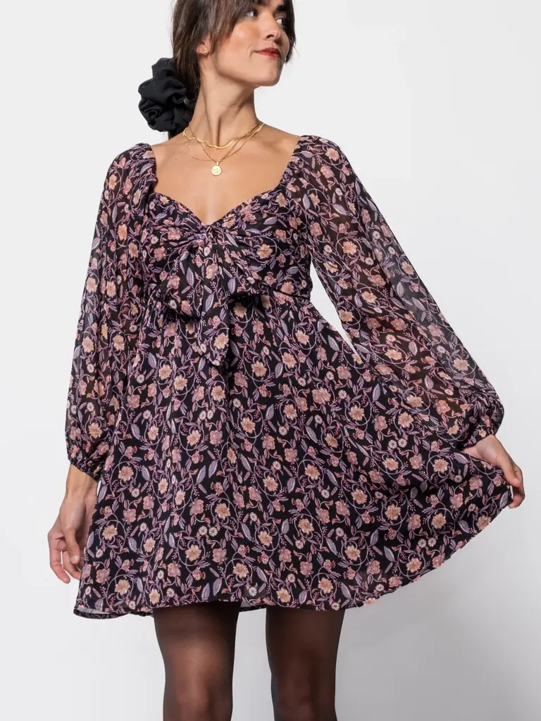 Mink Pink Tie Front Babydoll Mini