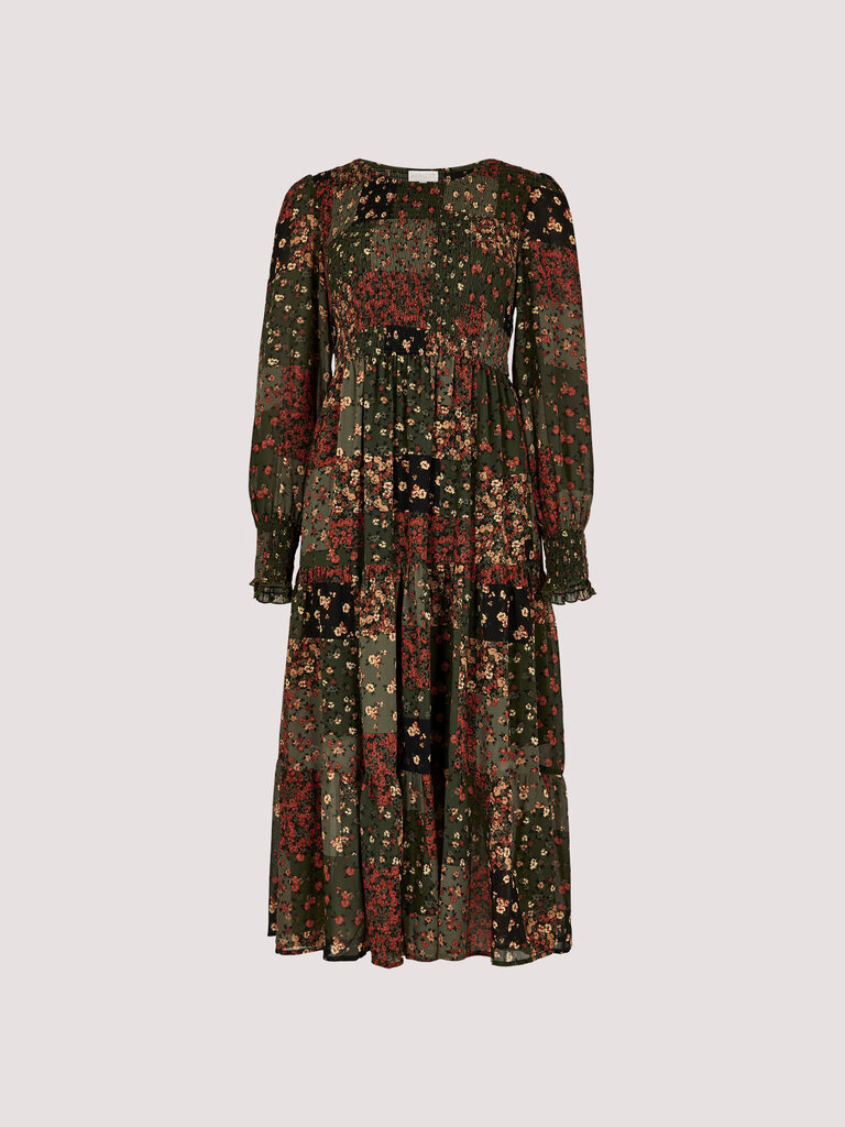 Apricot Patchwork Print Midi