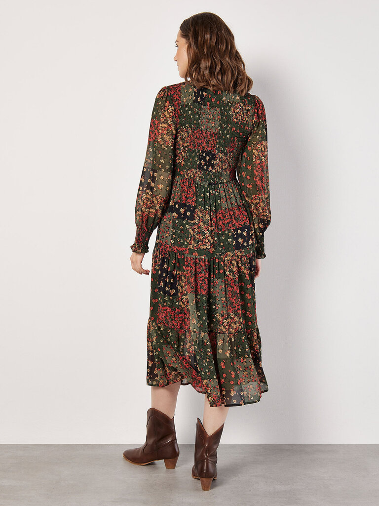 Apricot Patchwork Print Midi