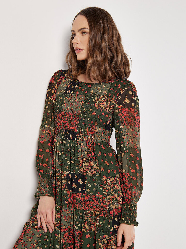Apricot Patchwork Print Midi