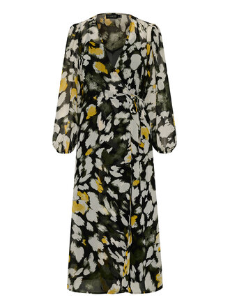 Soaked In Luxury Cream With Yellow Wrap Dress