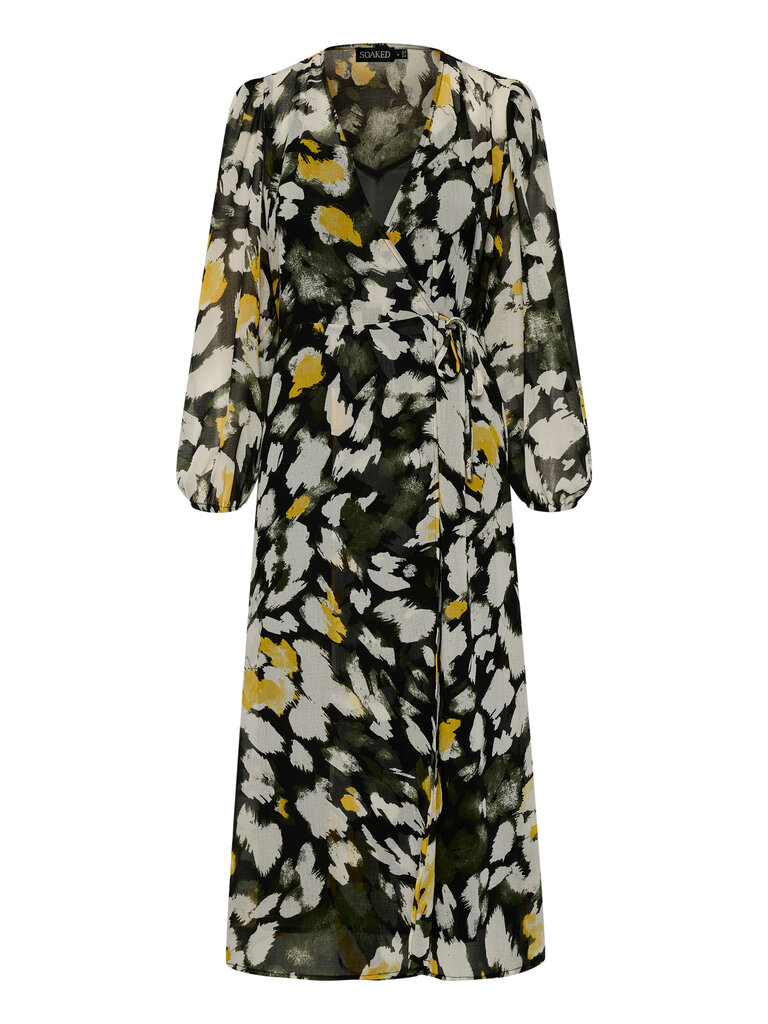 Soaked In Luxury Cream With Yellow Wrap Dress