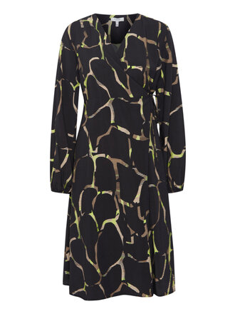 B. Young Navy With Lime Wrap Dress