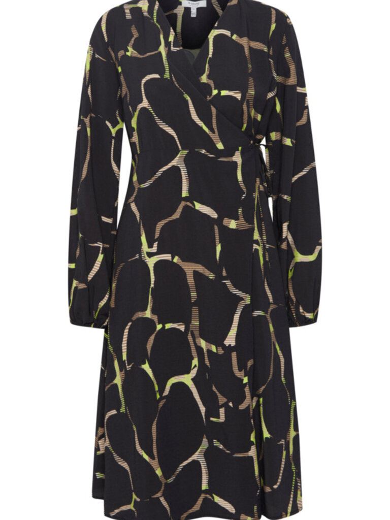 B. Young Navy With Lime Wrap Dress