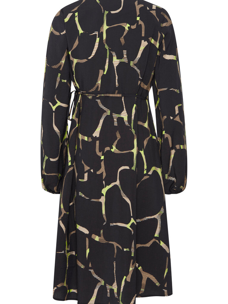 B. Young Navy With Lime Wrap Dress