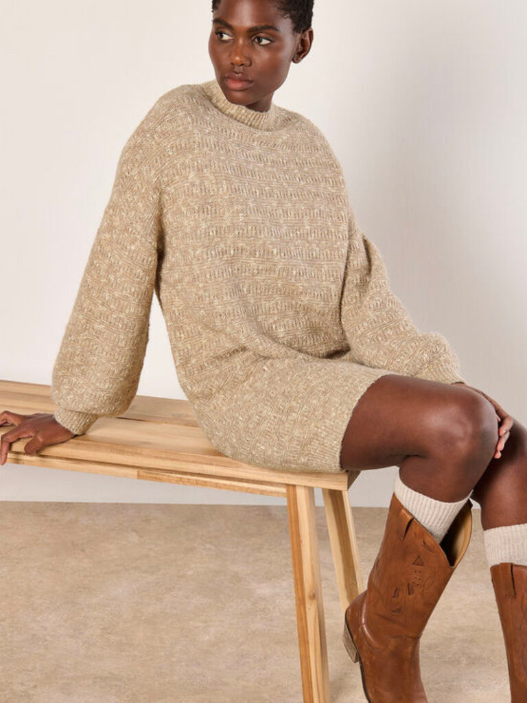 Apricot Cream Stone Knit Dress