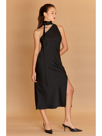Crescent Silky One Shoulder Midi