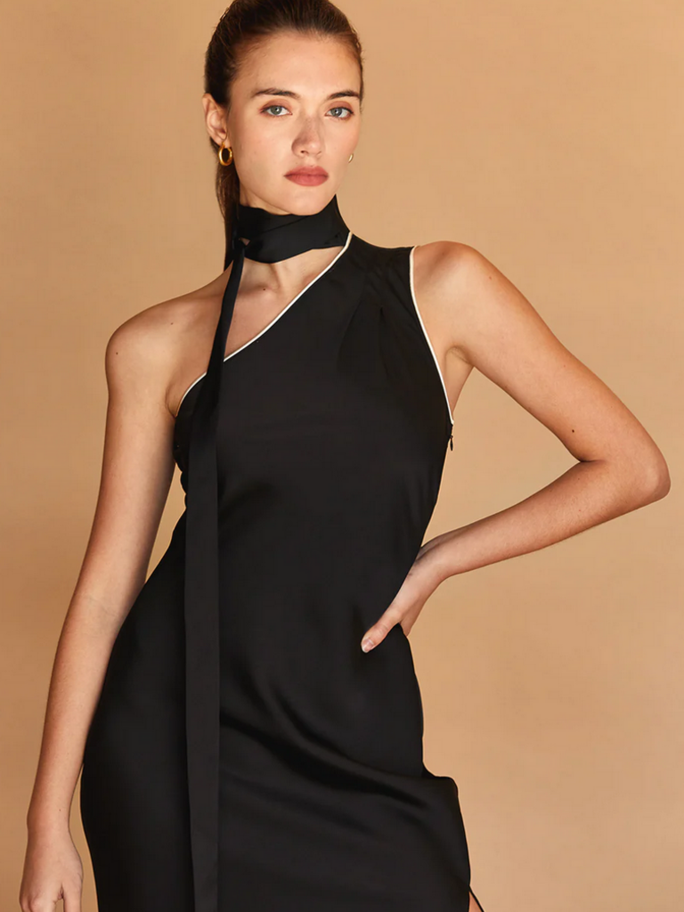 Crescent Silky One Shoulder Midi