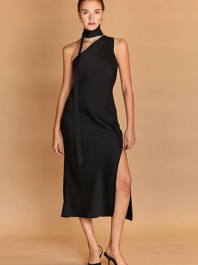 Crescent Silky One Shoulder Midi