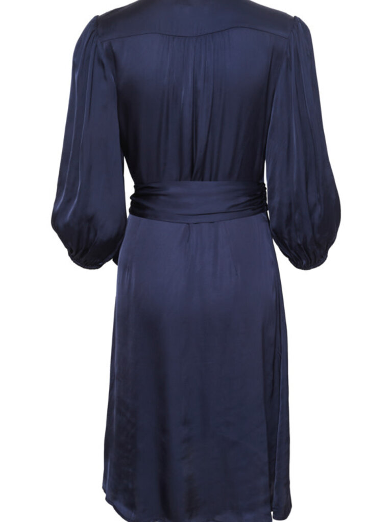 Soaked In Luxury Silky Navy Wrap Dress