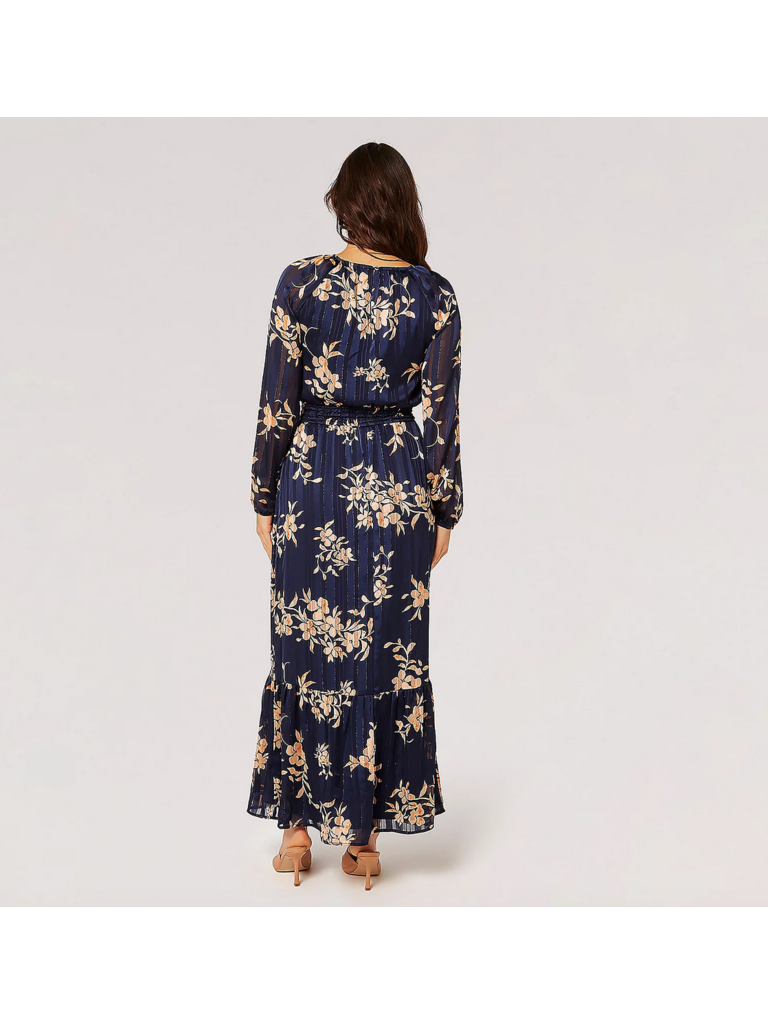 Apricot Navy Lurex Maxi