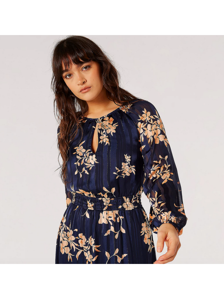 Apricot Navy Lurex Maxi