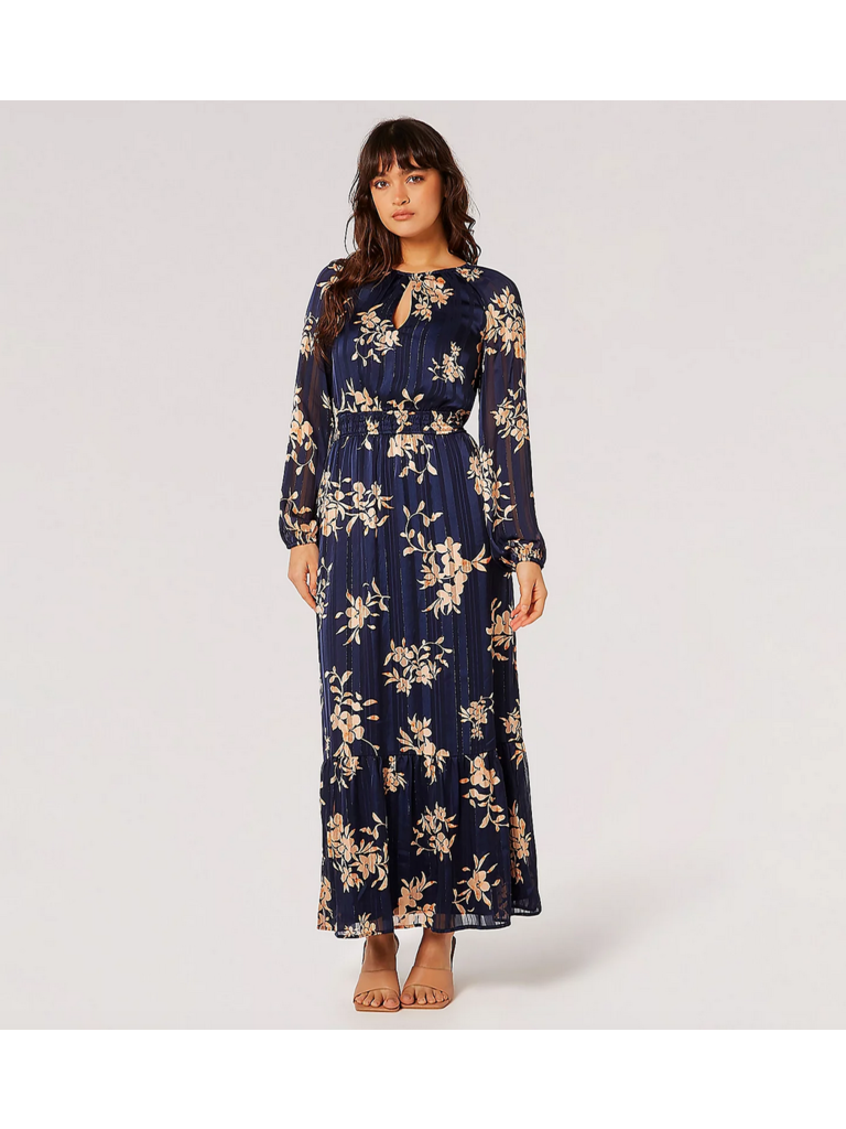 Apricot Navy Lurex Maxi