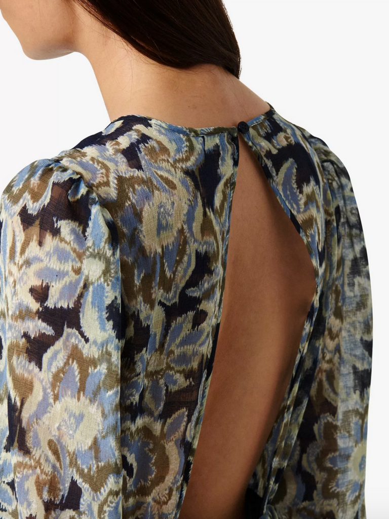 Soaked In Luxury Ikat Open Back Midi