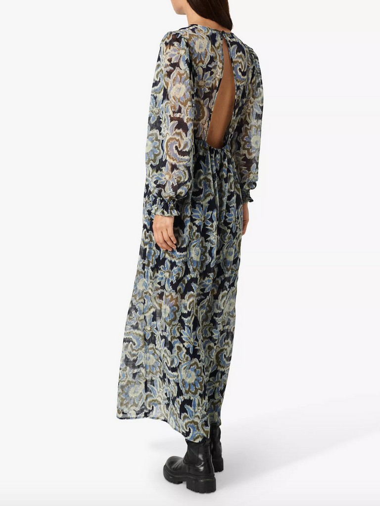 Soaked In Luxury Ikat Open Back Midi