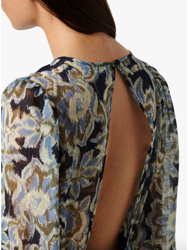 Soaked In Luxury Ikat Open Back Midi
