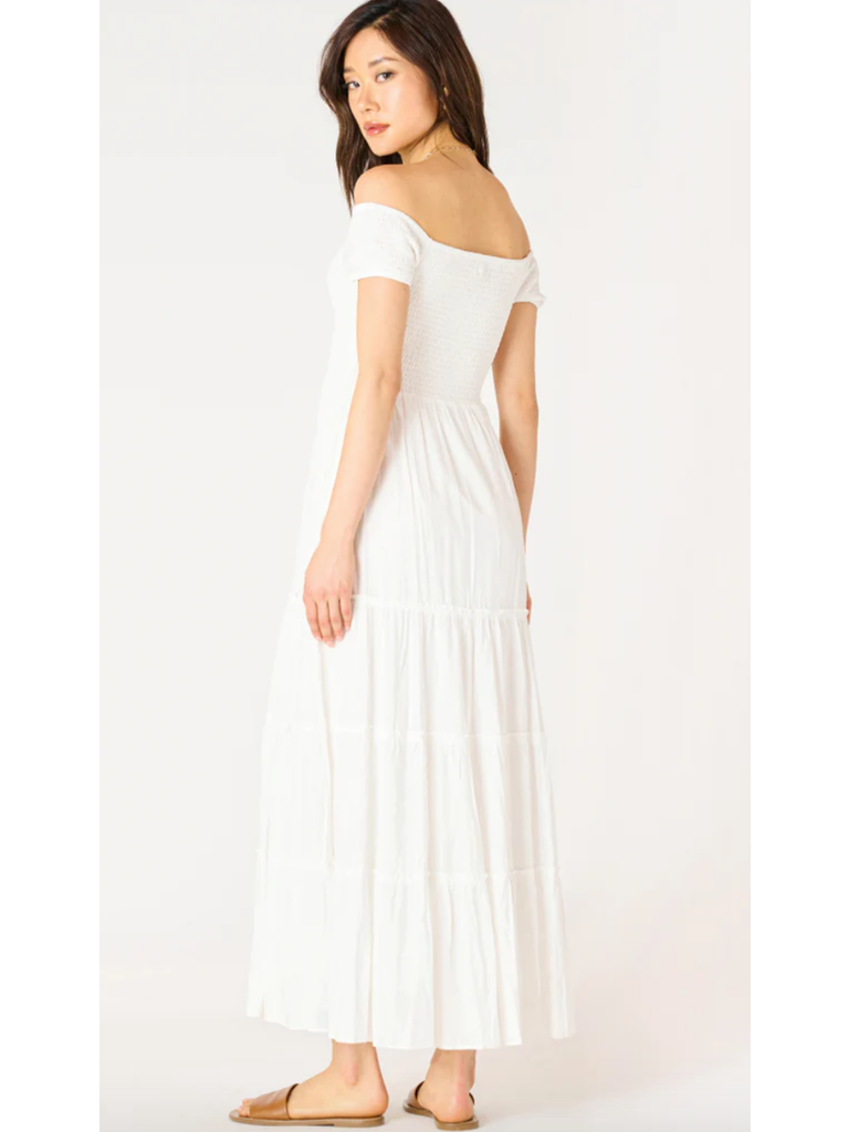 Dex White Smocked Midi