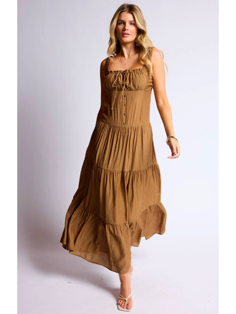 Sage The Label Crinkle Brown Midi