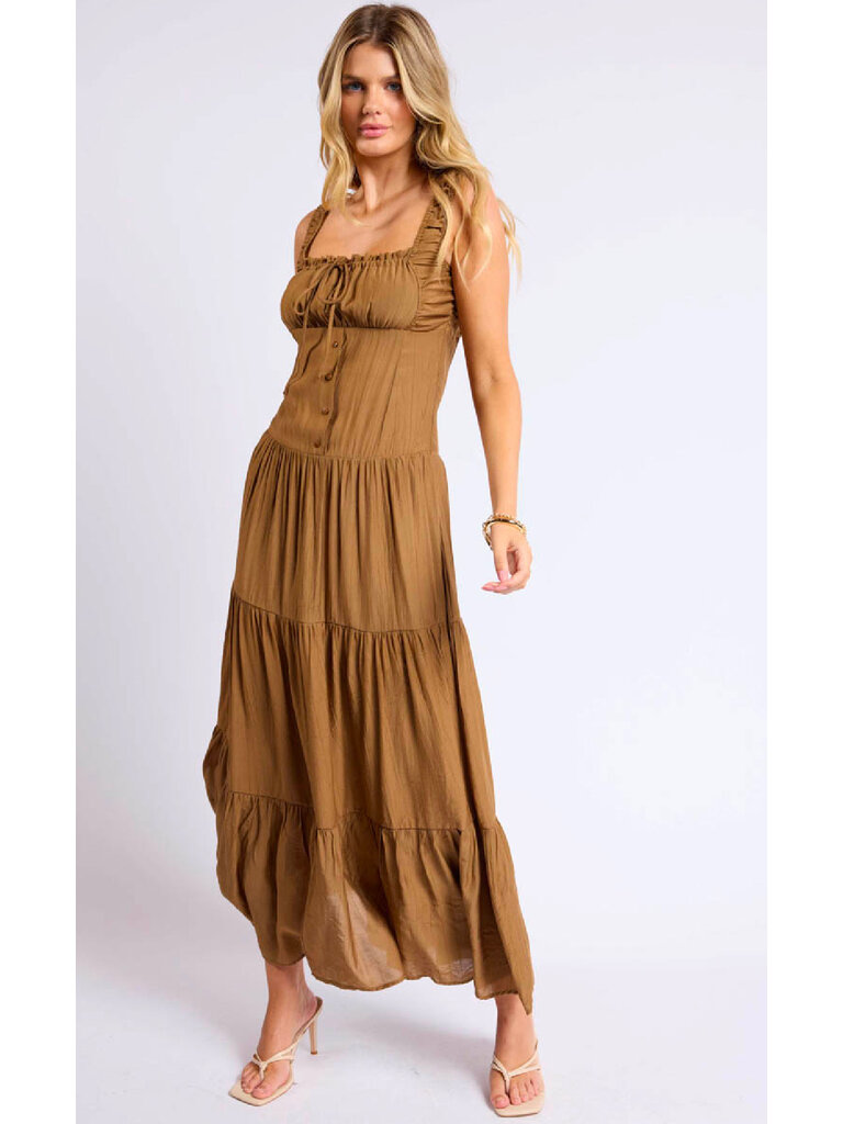 Sage The Label Crinkle Brown Midi