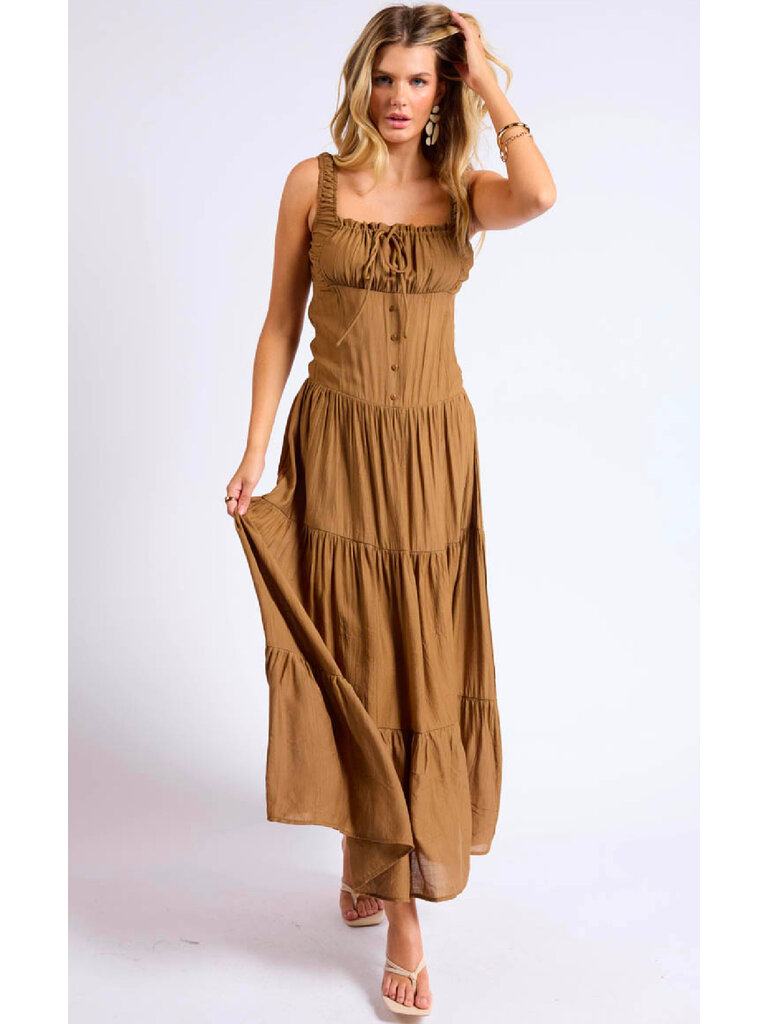 Sage The Label Crinkle Brown Midi