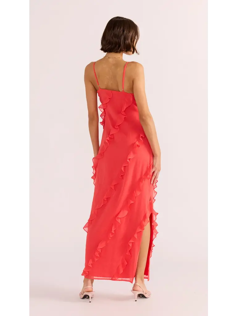 Mink Pink Red Ruffle Midi