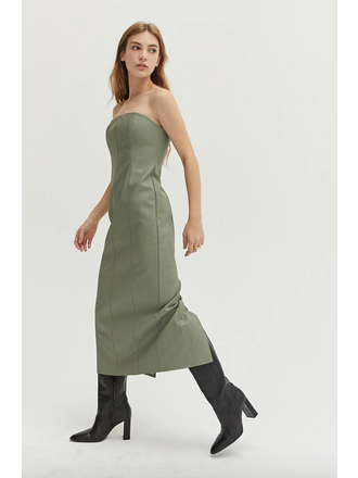 Crescent Sage Strapless Midi