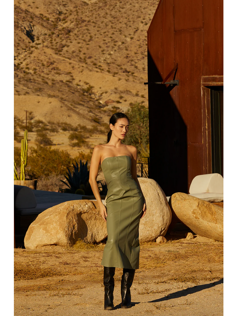 Crescent Sage Strapless Midi