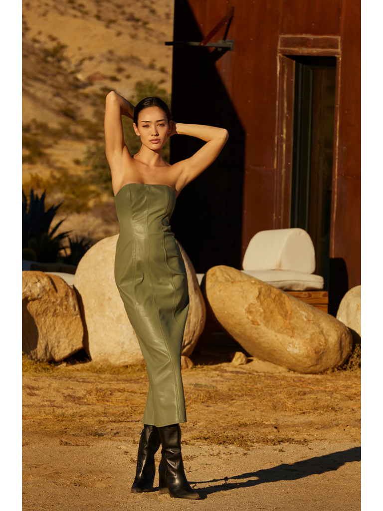 Crescent Sage Strapless Midi